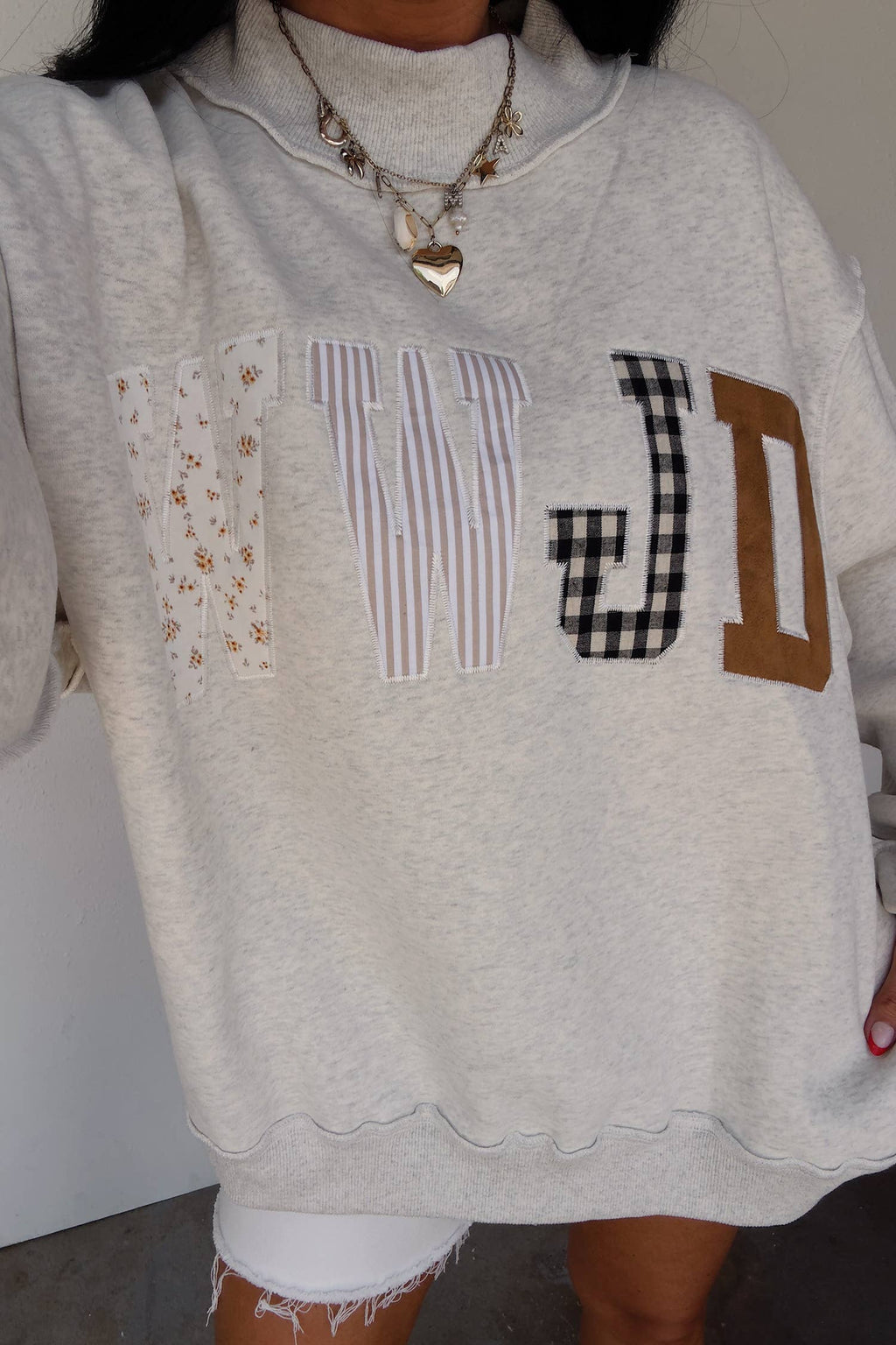 WWJD Embroidered Mock Neck