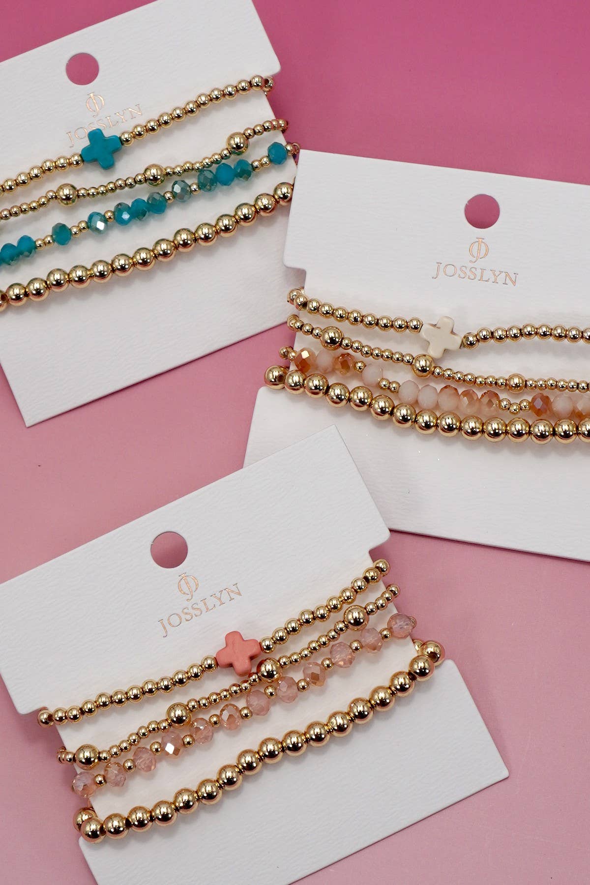 BOHO CROSS MULTI  COLORFUL BEADED STRETCH BRACELET | 40B5180