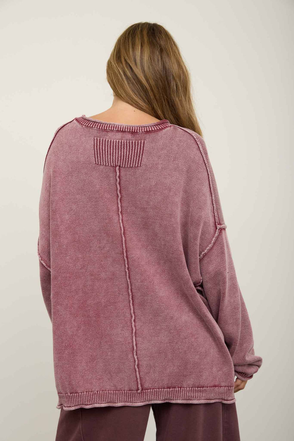Raw Edge Oversized Crewneck Sweater