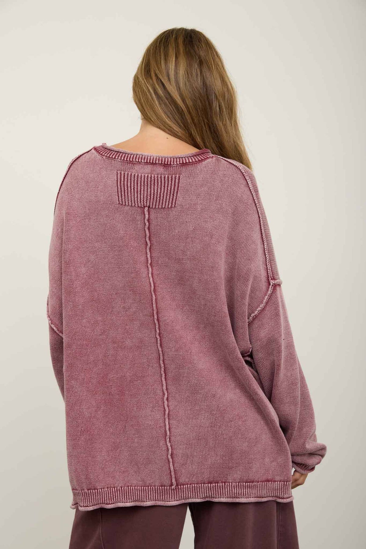 Raw Edge Oversized Crewneck Sweater