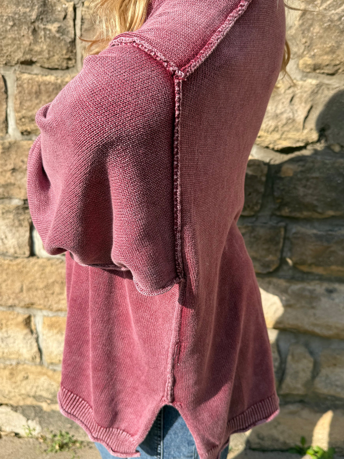 Raw Edge Oversized Crewneck Sweater