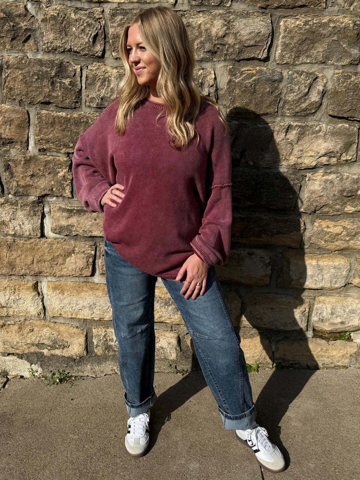 Raw Edge Oversized Crewneck Sweater
