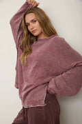 Raw Edge Oversized Crewneck Sweater
